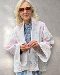 Quilt jacket “petal pink party plates”