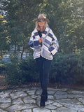 Quilt coat jacket , Blue stripes, OOAK