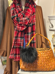 Holiday red plaid collar