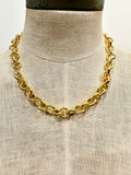 Chunky chain gold finish baroque pearl necklace