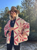 Quilt coat jacket , vintage Rose, OOAK