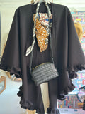 Black Shawl ruffle wrap