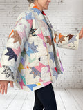 Quilt coat jacket "bella flower baskets"  ooak-fits up to XL - tall