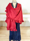 Red Shawl ruffle wrap