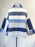 Quilt coat jacket , Blue stripes, OOAK