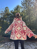 Quilt coat jacket , vintage Rose, OOAK