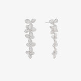 Long Pavé flower drop earrings