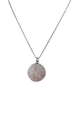 Large Round Diamond Disc sterling Pendant necklace