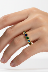 Blue sapphire  eternity 14k ring