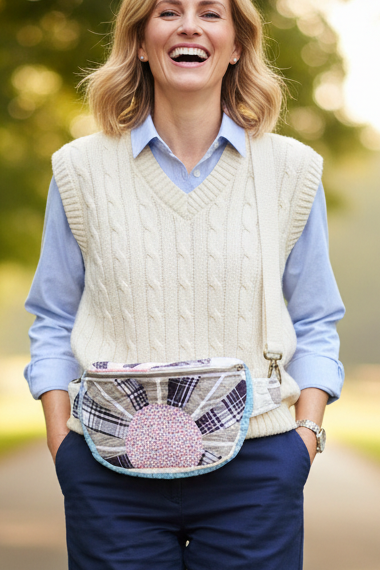 Vintage quilt Crossbody bag-fanny pack “sand and sun”