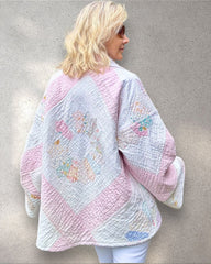 Quilt jacket “petal pink party plates”