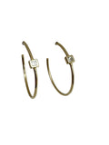 18k hoop square diamond, hoop earrings