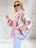 Quilt coat jacket "strawberries and cream"