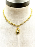 Chunky chain gold finish baroque pearl necklace