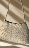 French style woven leather shoulder bag, sand