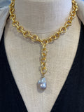 Chunky chain baroque pearl necklace