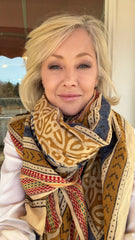 Silk edge Shawl scarf blues