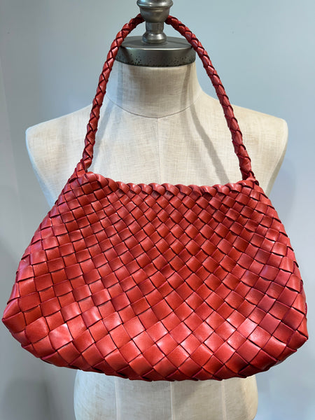 RED French style woven leather shoulder bag