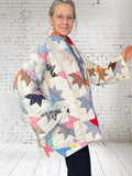 Quilt coat jacket "bella flower baskets"  ooak-fits up to XL - tall