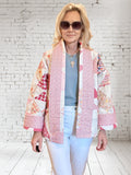 Quilt coat jacket "strawberries and cream"