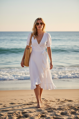 A White Linen Wrap Dress