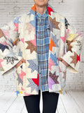 Quilt coat jacket "bella flower baskets"  ooak-fits up to XL - tall