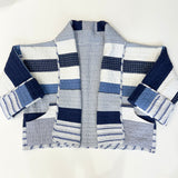 Quilt coat jacket , Blue stripes, OOAK