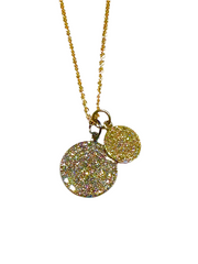 Double diamond disc pendant, "I get by with a little help from my friends"