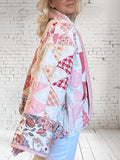 Quilt coat jacket "strawberries and cream"