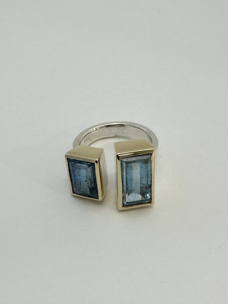 Aquamarine / kyanite statement ring