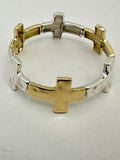 Cross bracelet, 14k yellow gold + Sterling