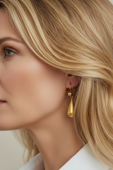 18k Gold drop earrings, ball accent