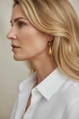 18k Gold drop earrings, ball accent