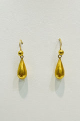 18k Gold drop earrings, ball accent