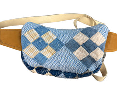 Vintage quilt Crossbody bag- fanny pack -leather candy stripe (Copy)