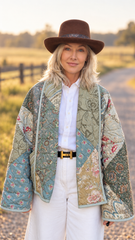 Quilt Jacket  “Sage cottage ” OSFM -up to 2X
