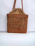 Leather open-weave shoulder bag