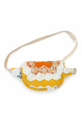 Vintage quilt Crossbody bag- fanny pack - flower power orange