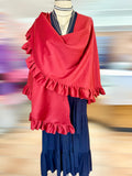 Red Shawl ruffle wrap