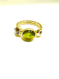 18k Green or pink tourmaline, diamond ring