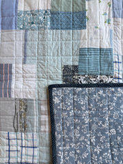 Baby Quilt - textile art-  sage confetti-