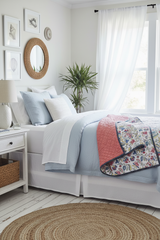 Floral and linen quilt