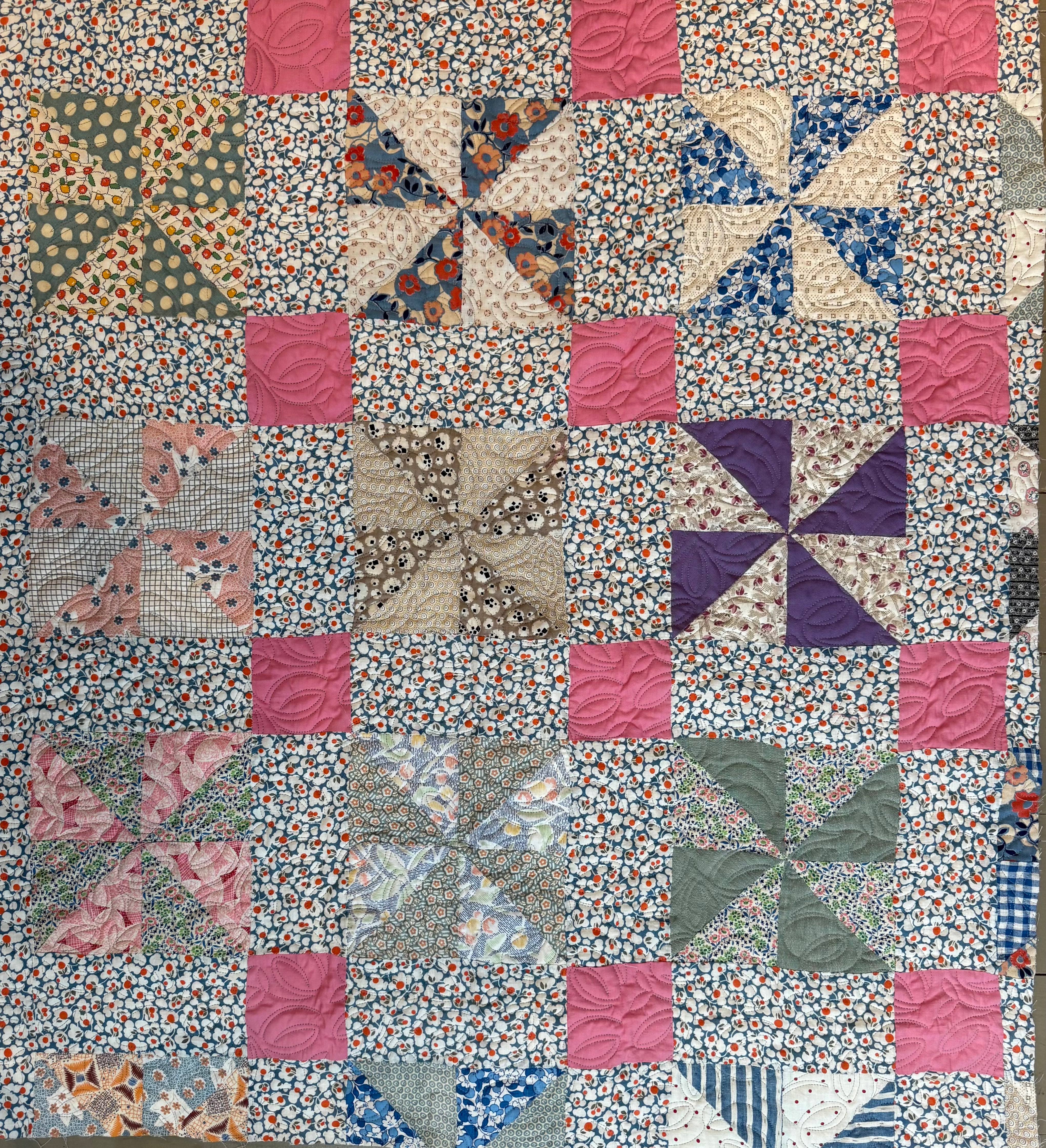 Baby girl Quilt ,pink pinwheels!