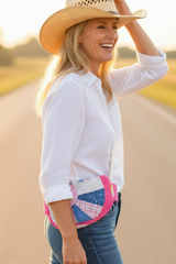 Vintage quilt Crossbody bag-pretty in pink