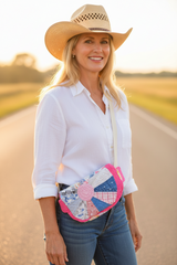 Vintage quilt Crossbody bag-pretty in pink