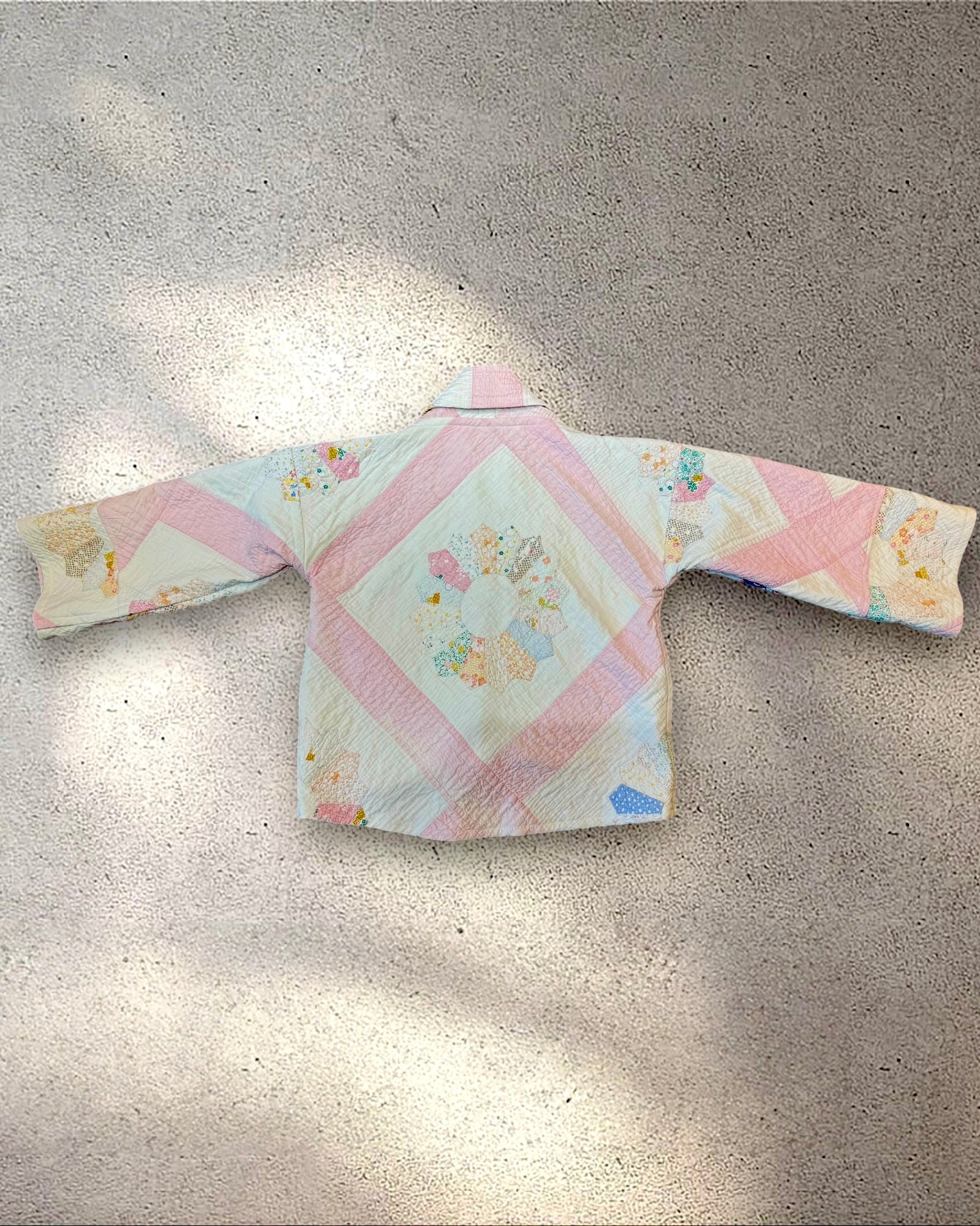 Quilt jacket “petal pink party plates”