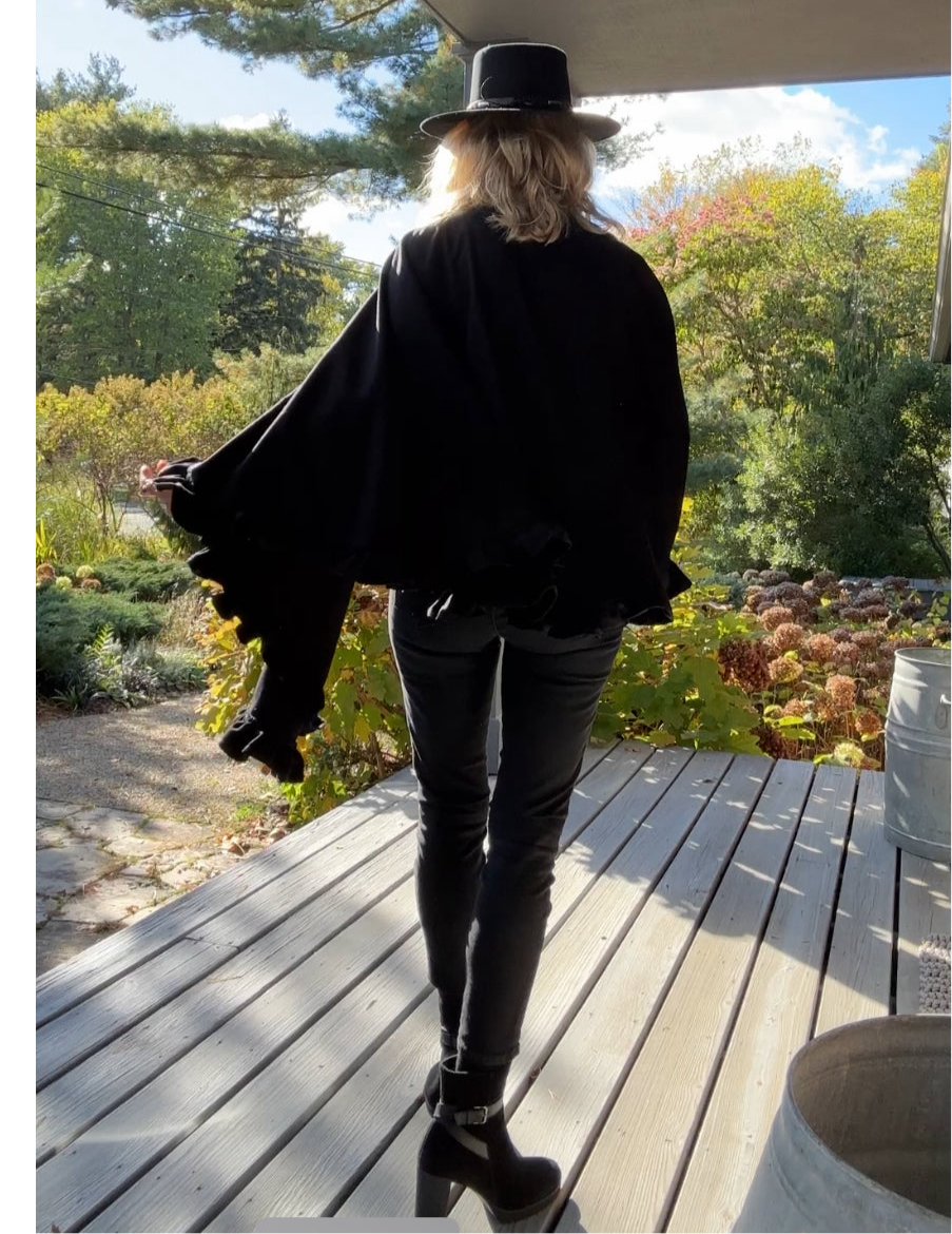 Black Shawl ruffle wrap