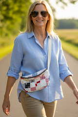 Vintage quilt Crossbody bag-  postage stamp