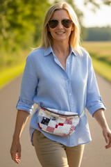 Vintage quilt Crossbody bag-  postage stamp