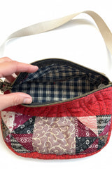 Vintage quilt Crossbody bag- indigo calico